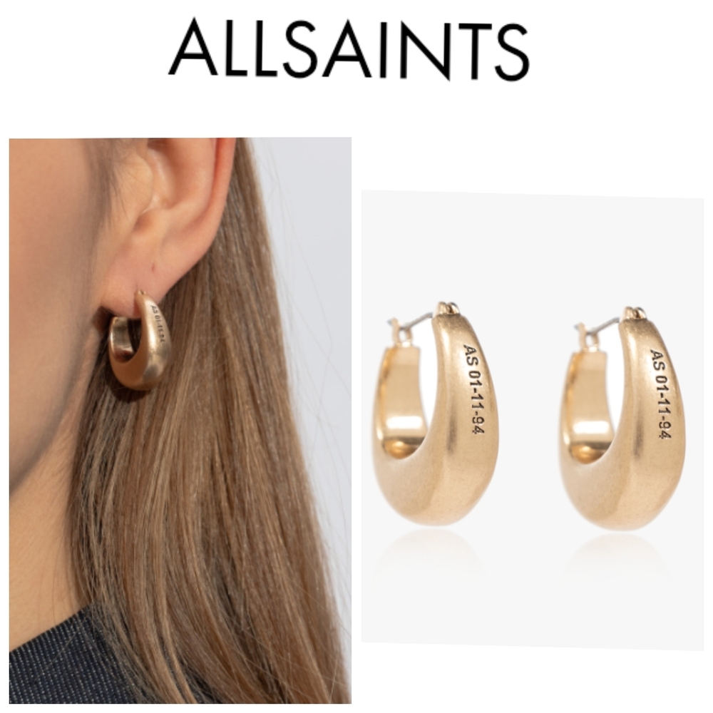 All Saints Gold Chunky Hoop Earrings